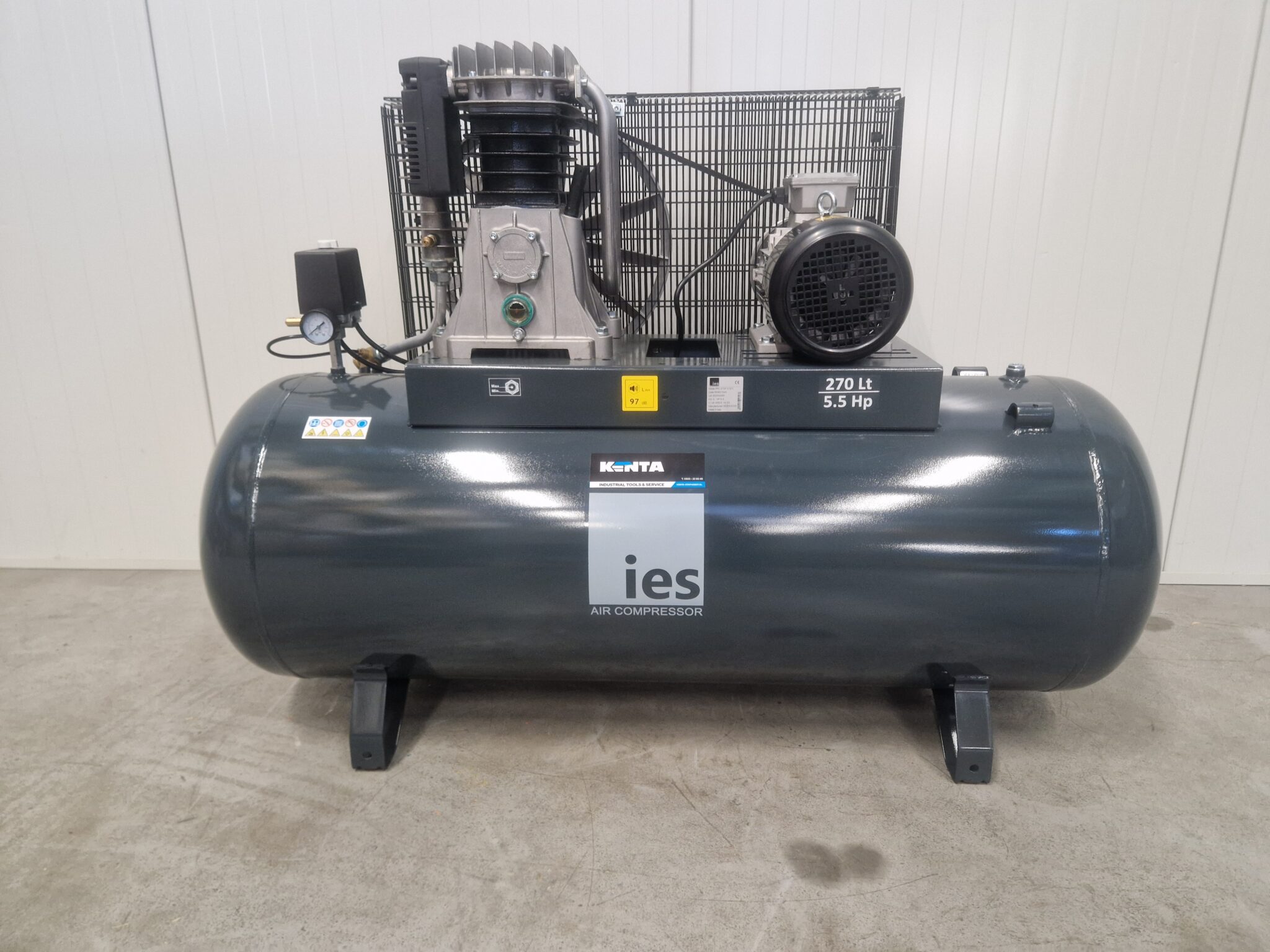IES - Zuigercompressor 11bar - 5,5PK - 270L - 400V - Afbeelding 3