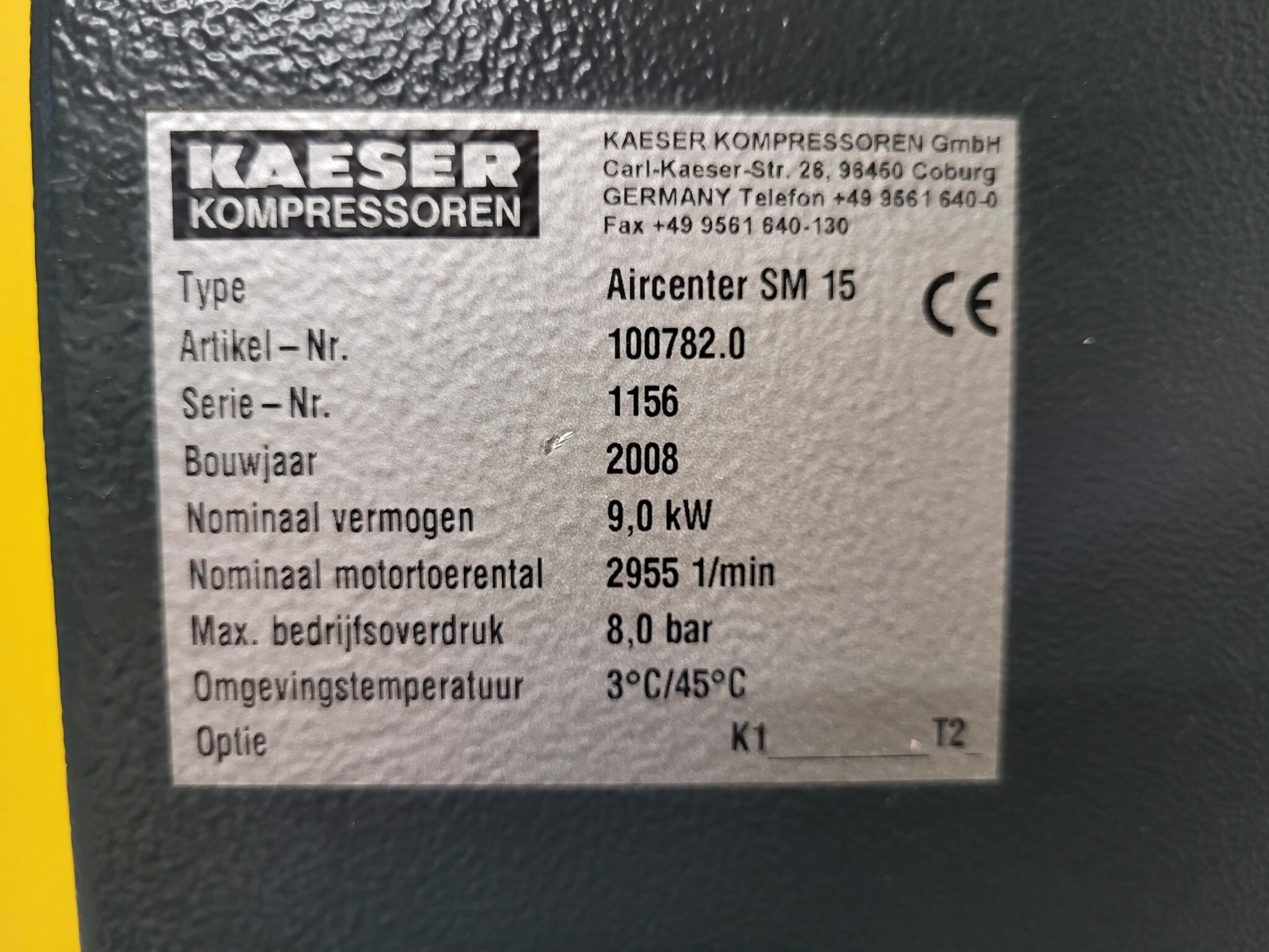 Schroefcompressor met droger 9kW - 400V, fabr. Kaeser - type Aircenter SM15 (gebruikt) - Afbeelding 11