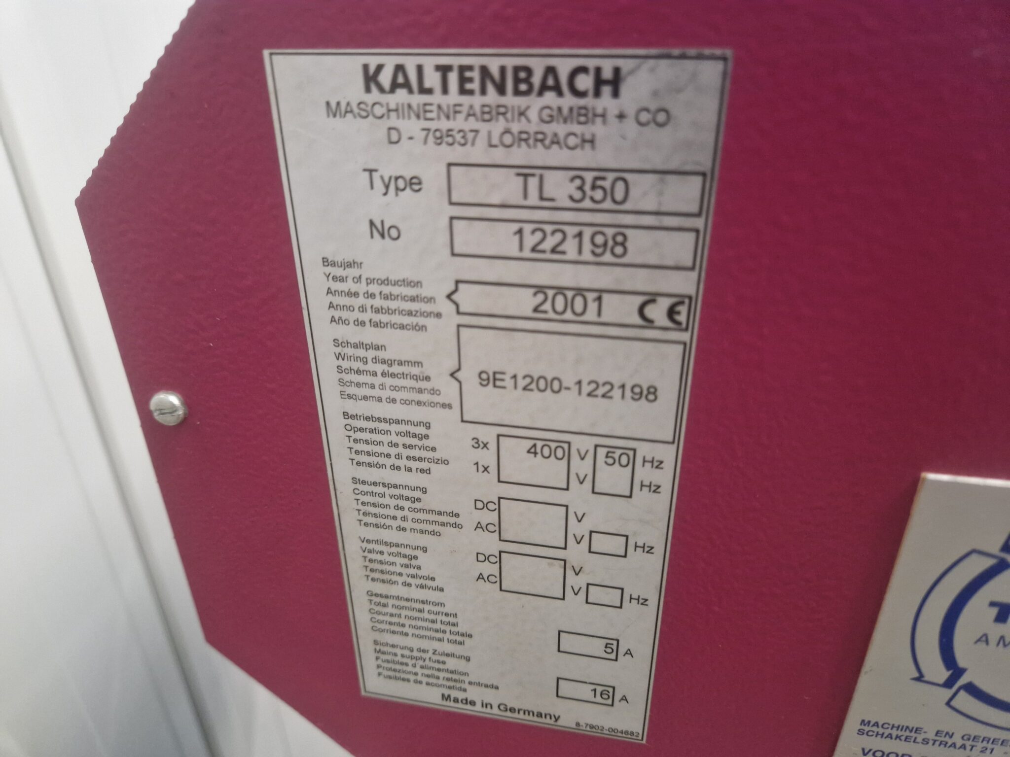 Afkortzaag 400V, fabr. Kaltenbach - type TL 350 (Gebruikt) - Afbeelding 7